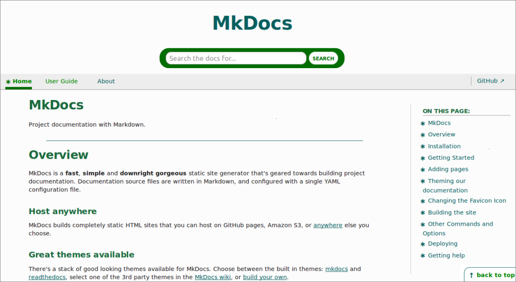 Screenshot of docSkimmer theme for MkDocs